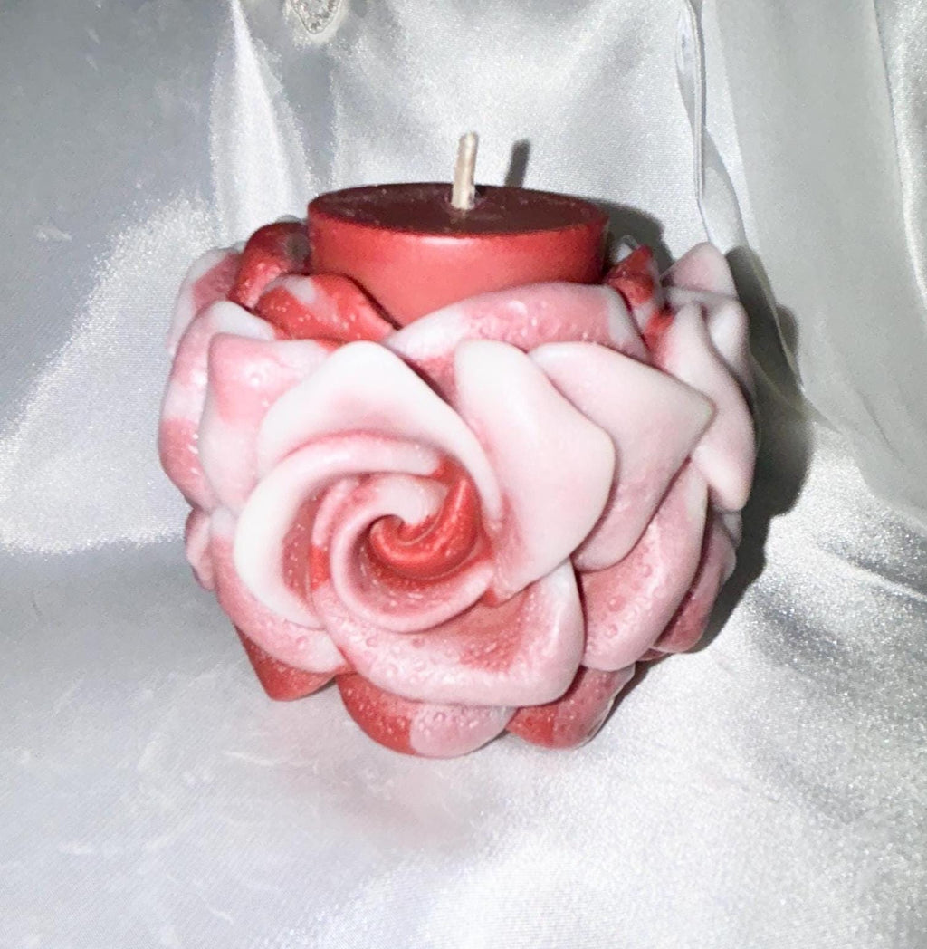 Chubby Roses Are Red Candle in 3D crown frosted moldings 2pc set!