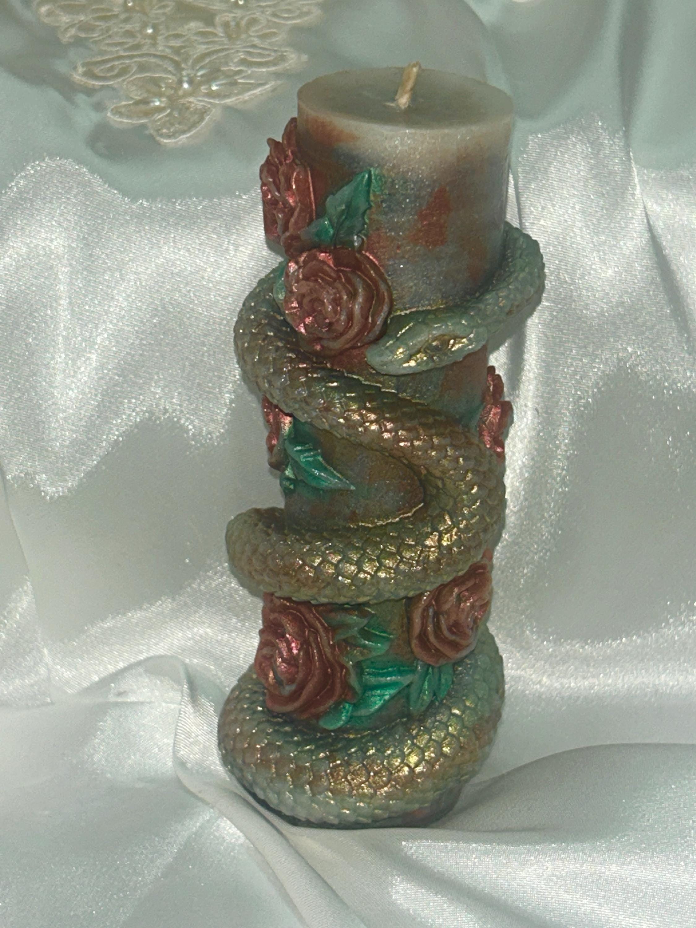 Serpent In The Rainbow Candle in Vampire Red and Moss Green 2pc set!
