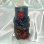 Skull N Reptilian Wrapped Candle w/3D copper frosted Vampire Red Roses 2pc set!