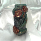Skull N Reptilian Wrapped Candle w/3D copper frosted Vampire Red Roses 2pc set!