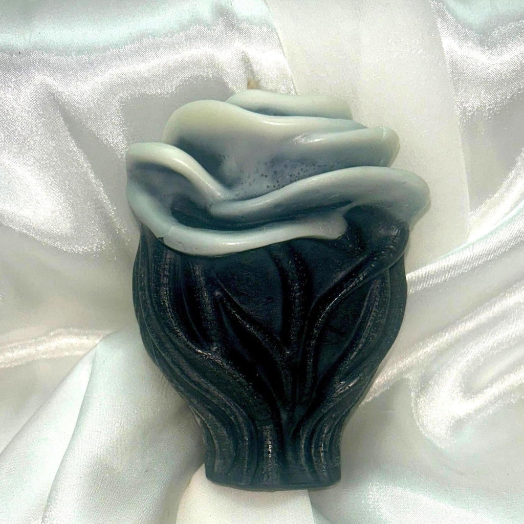 Black Rose Candle with 3D crown frosted petal tips 2pc set!
