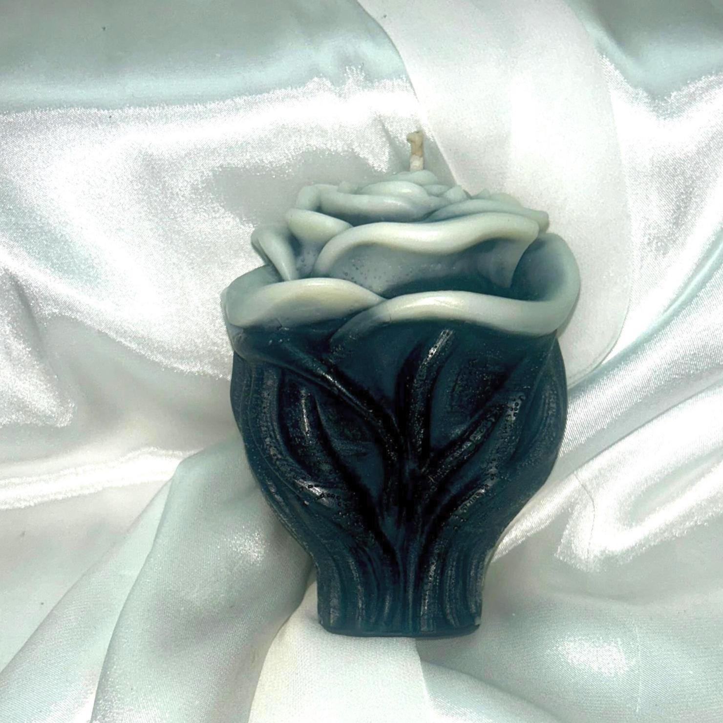 Black Rose Candle with 3D crown frosted petal tips 2pc set!