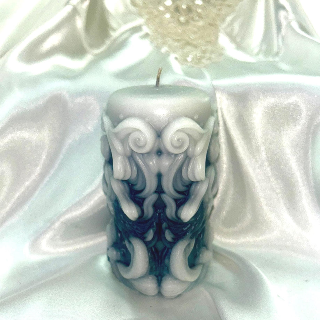 Whimsical Swirls Candle w/ 3D crown frosted moldings 2pc set!