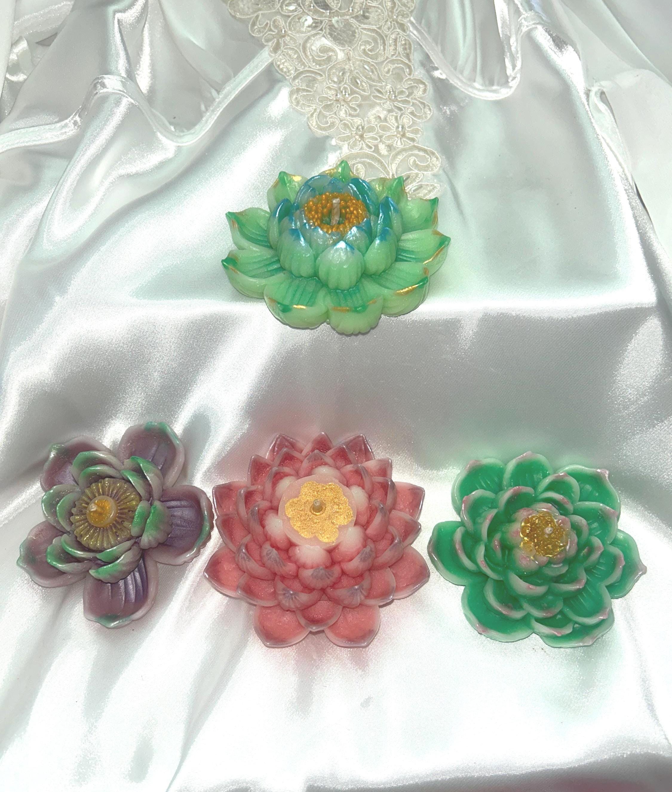 Lost In Lotus Candles, 3D Frosted Petal Tips, 4 pc set!