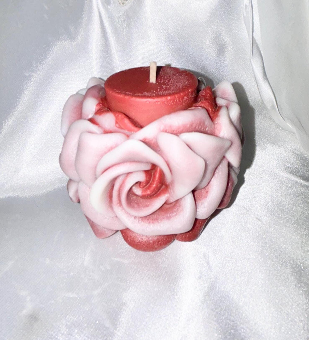 Chubby Roses Are Red Candle in 3D crown frosted moldings 2pc set!