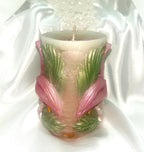 3D Flamingo Paradise Candle in Coral Pink, Moss Green & Copper Tan 2pc set!