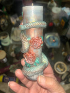 Serpent In The Rainbow Candle in Vampire Red and Moss Green 2pc set!