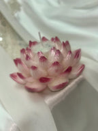 Naively Brilliant Lotus Candle, Whimsical White with/ 3D crown frosted petal tips 2pc set!