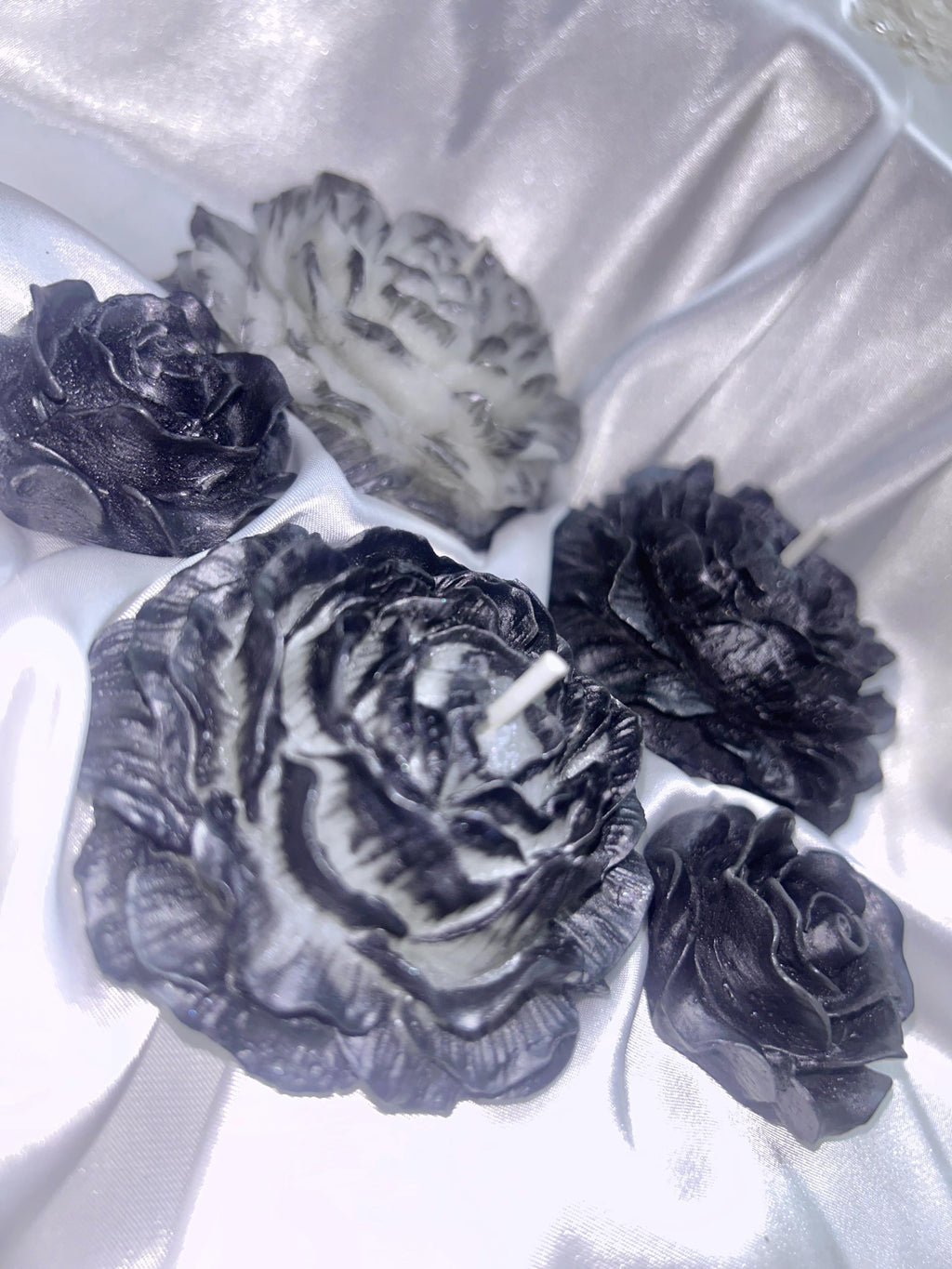 Rustic Black Tipped Peony Candles 3 pc set - The Dark Wonderers