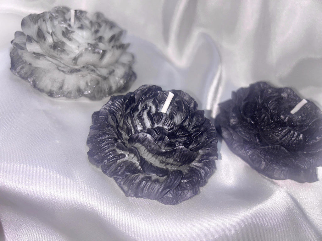 Rustic Black Tipped Peony Candles 3 pc set - The Dark Wonderers