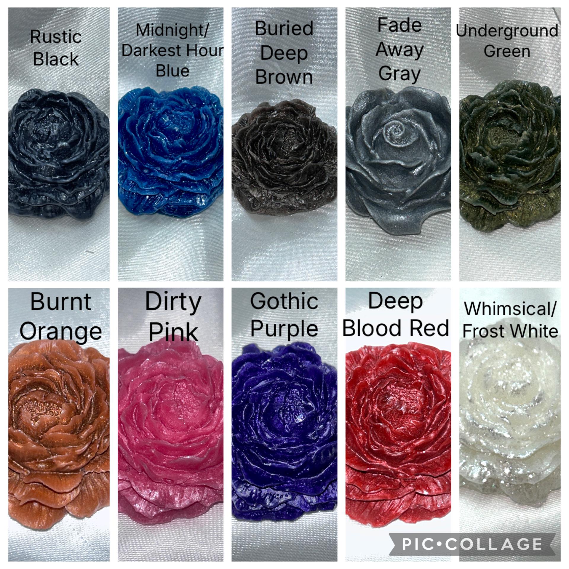 Chubby Black Rose Candles, 3D Crown Frosted Petal Tips, 2pc set!