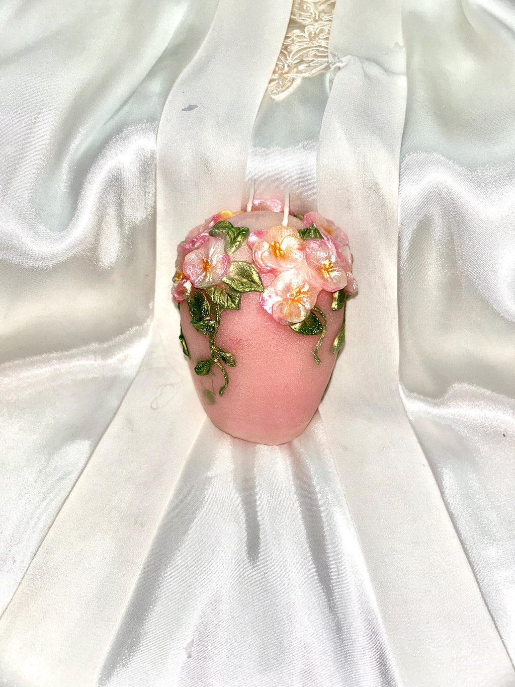 Fairy Pink Floral Wedding Candle, Vows of Honor 2pc set!