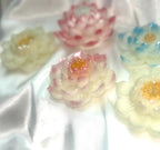 3D Lotus Candle, 5 piece set in Whimsical White Frosted Petal Tips