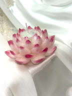 Naively Brilliant Lotus Candle, Whimsical White with/ 3D crown frosted petal tips 2pc set!