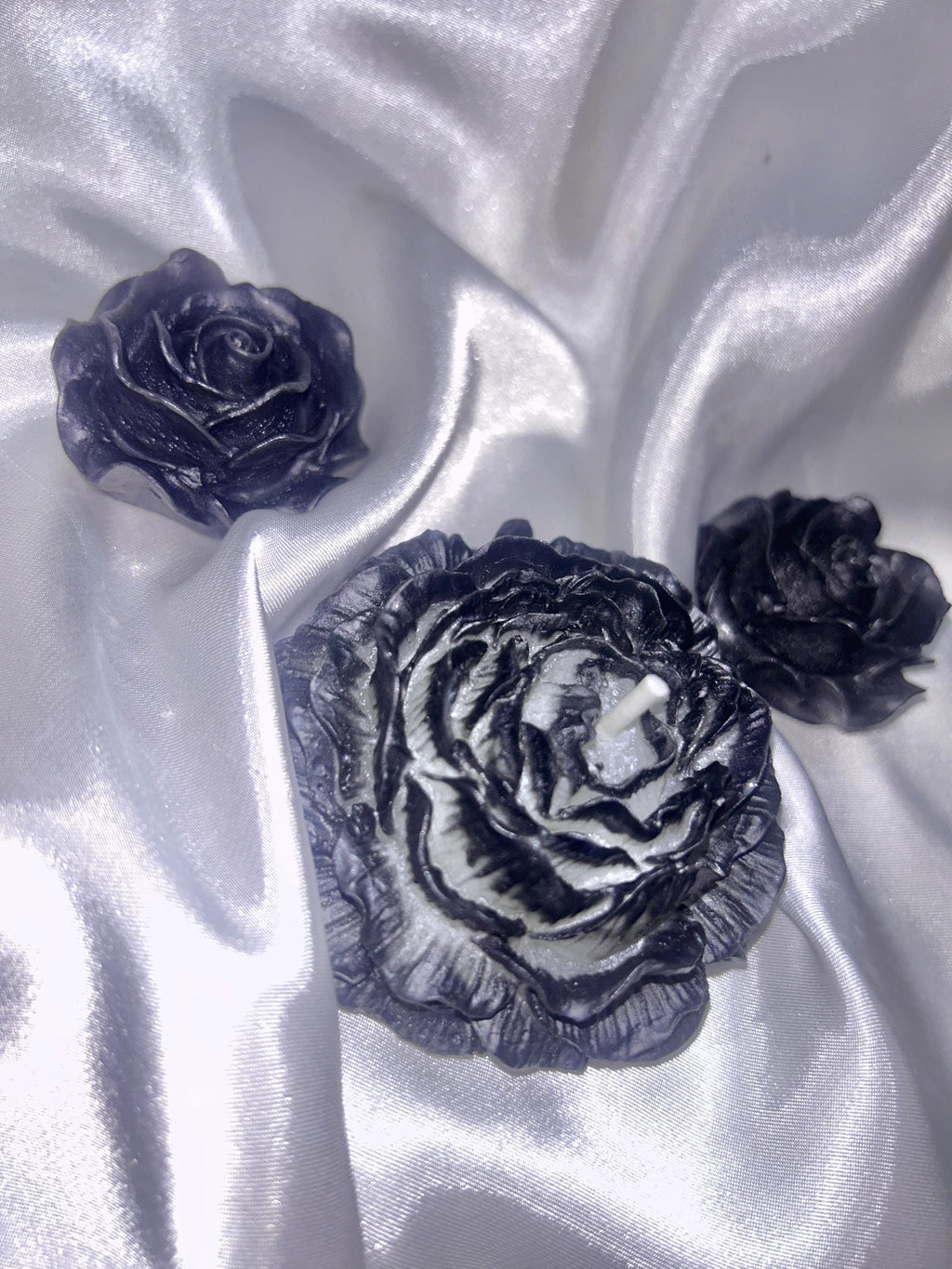 Rustic Black Tipped Peony Candles 3 pc set - The Dark Wonderers