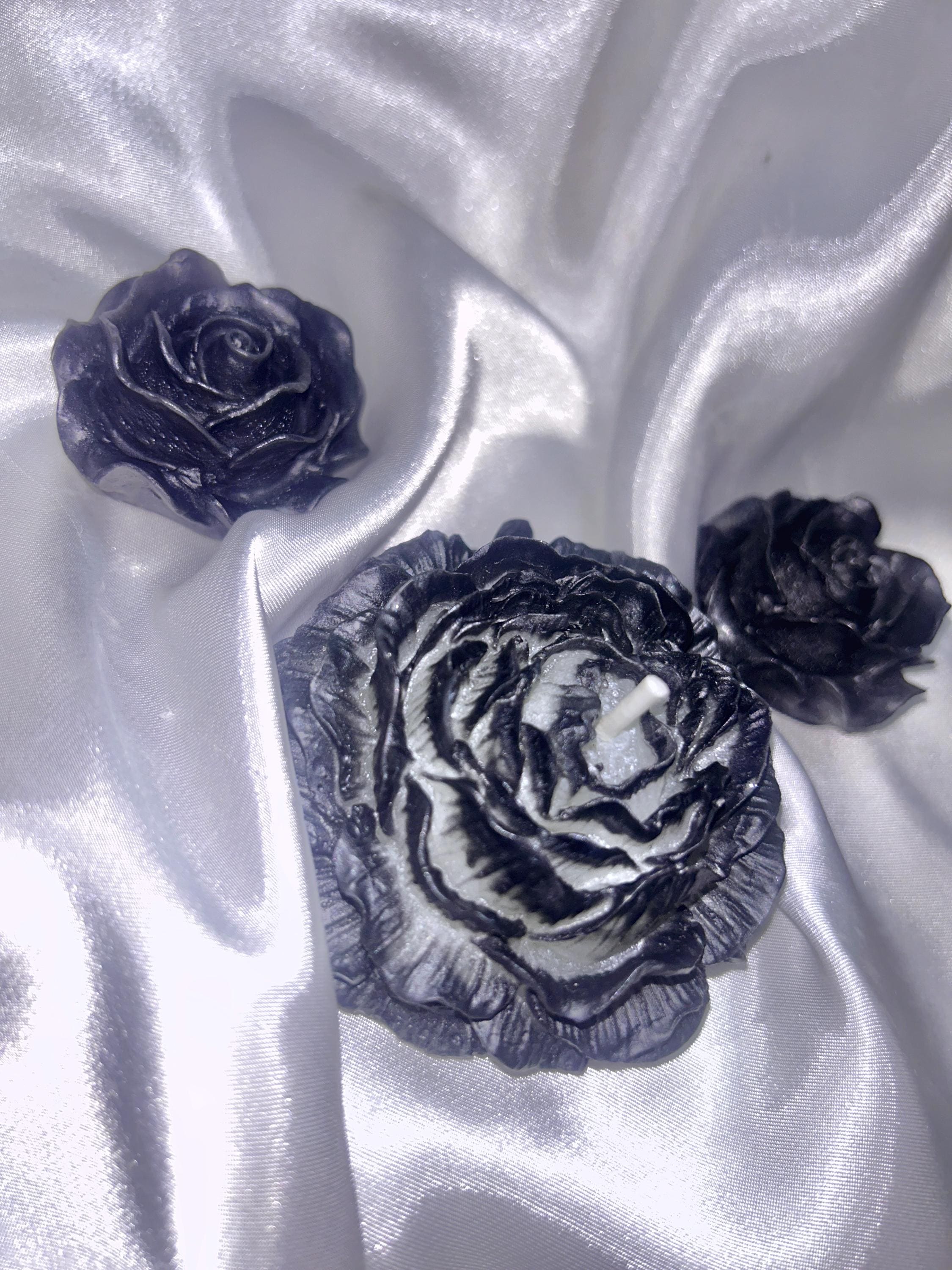 Rustic Black Tipped Peony Candles 3 pc set - The Dark Wonderers