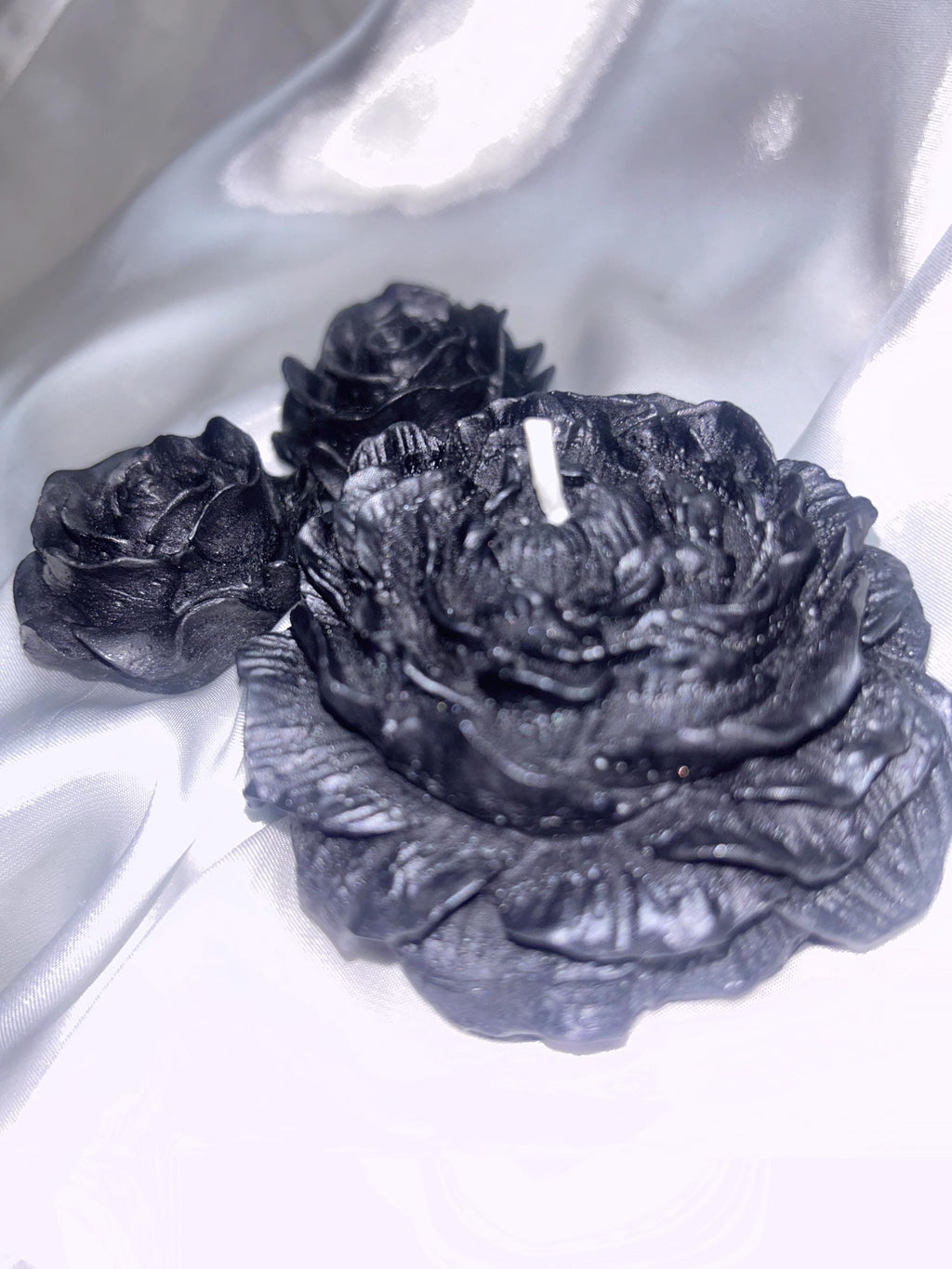 Rustic Black Tipped Peony Candles 3 pc set - The Dark Wonderers