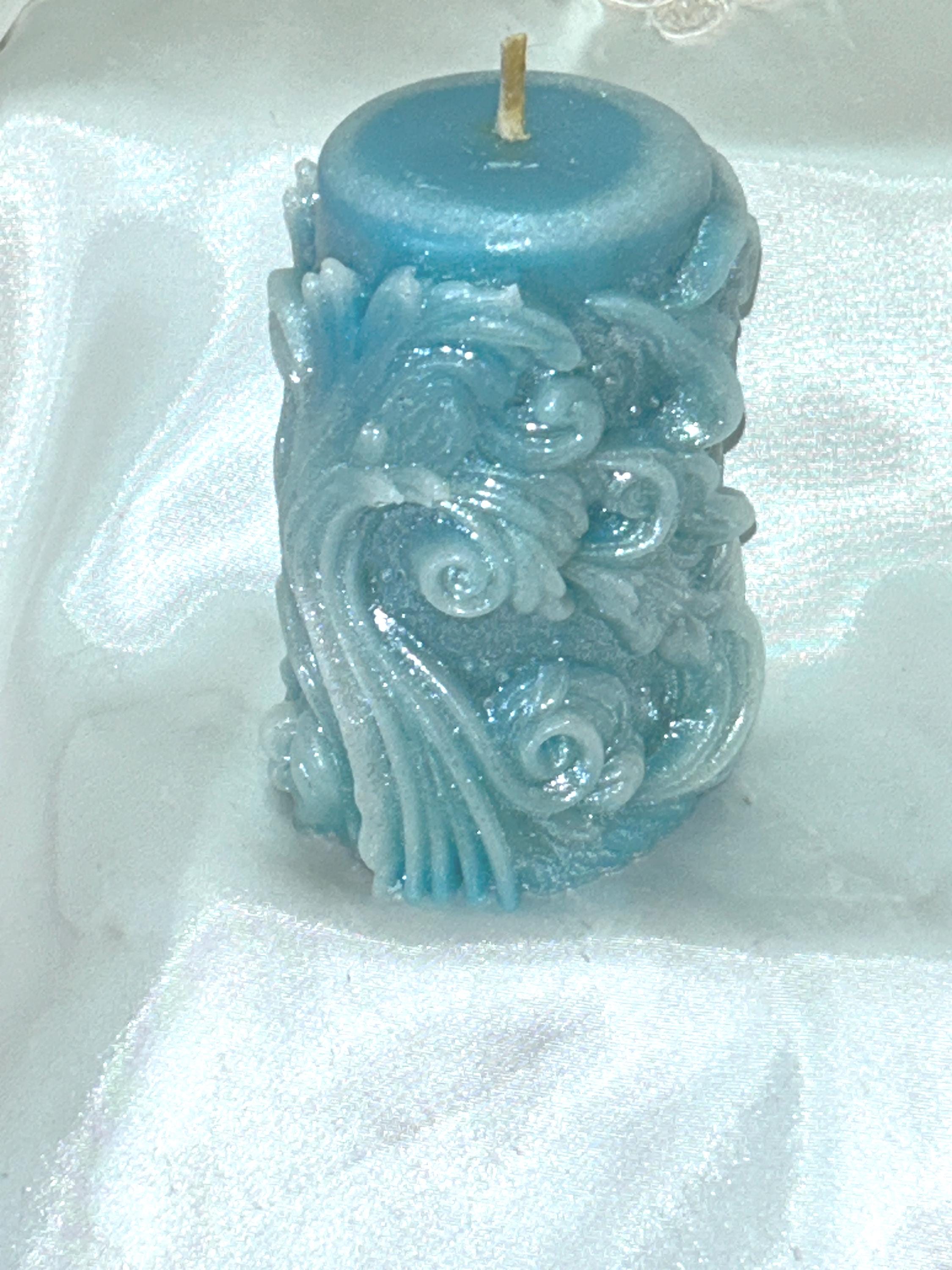 Whimsical Swirls Candles, 3D Crown Frosted Moldings, 2pc set!