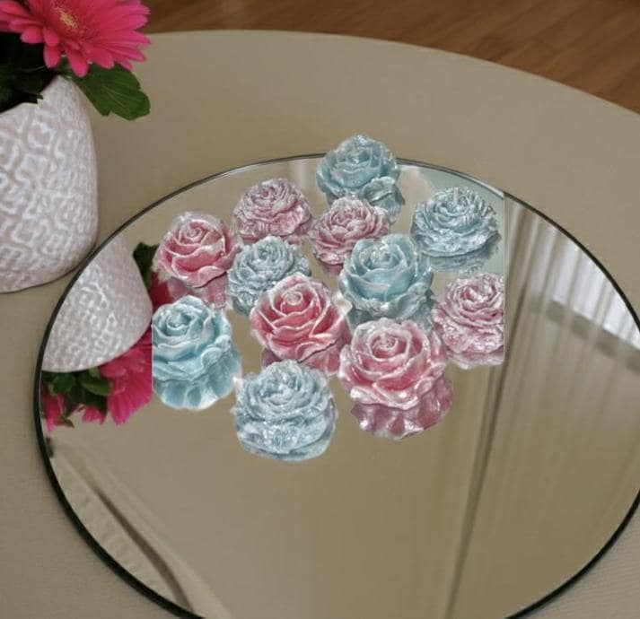 Floral Tea Lights, 3D Frosted in Whimsical White, 12 pc set!