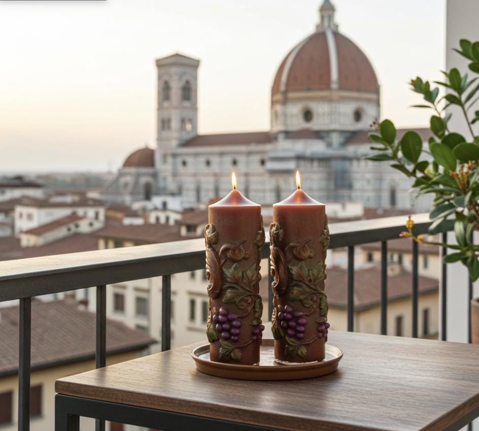 La Dolce Vita Candles in Il Vino Rosso, 3D Crowned Grapevine Moldings, 2pc set!