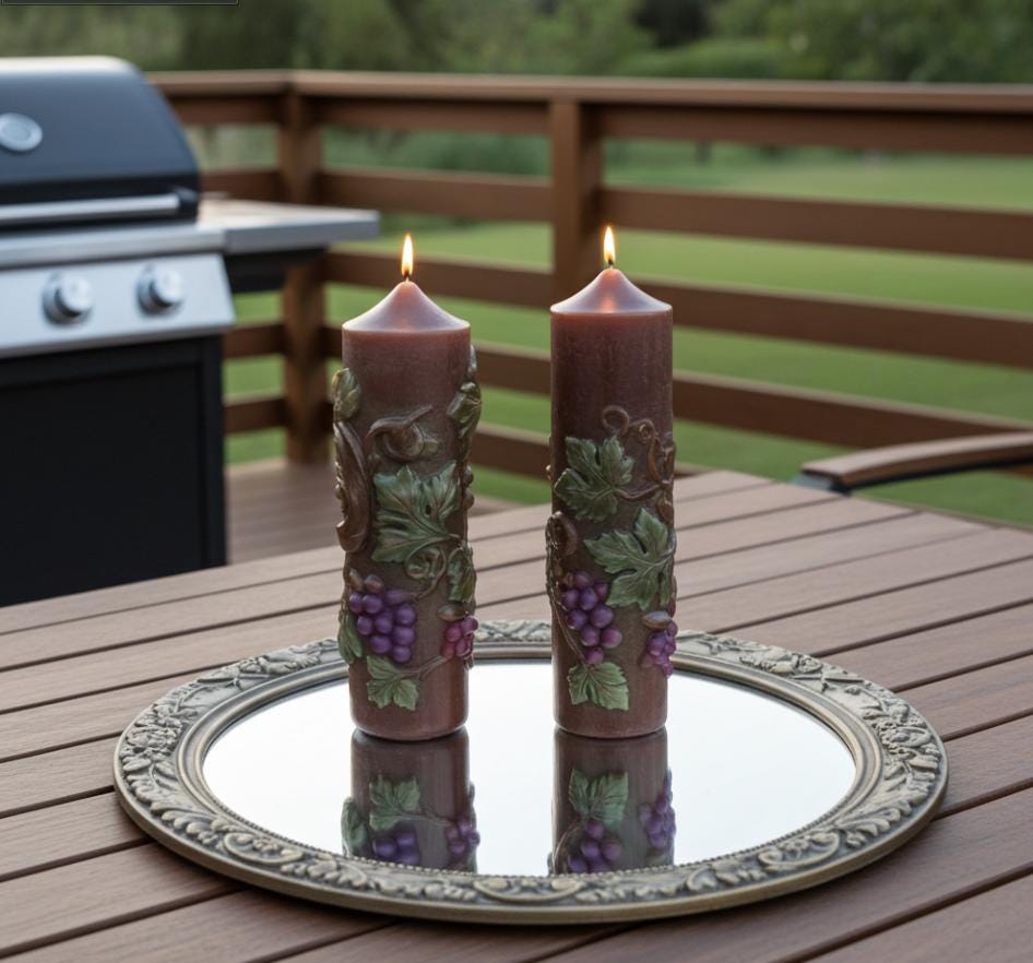 La Dolce Vita Candles in Il Vino Rosso, 3D Crowned Grapevine Moldings, 2pc set!