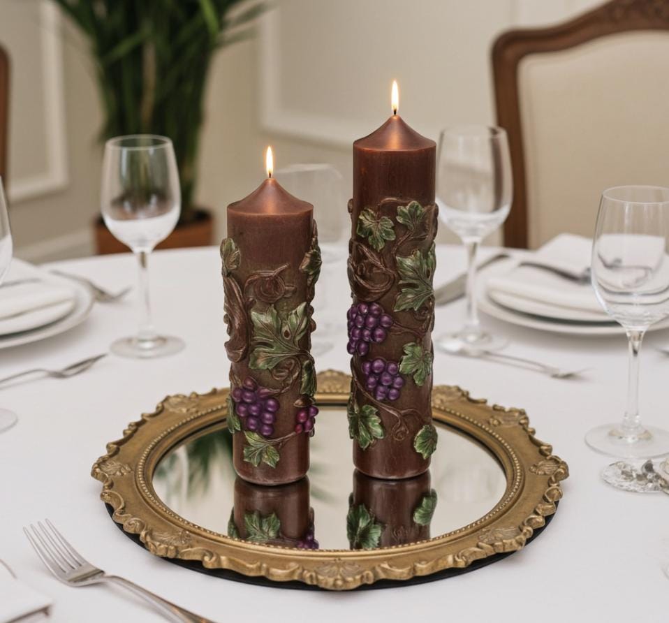 La Dolce Vita Candles in Il Vino Rosso, 3D Crowned Grapevine Moldings, 2pc set!