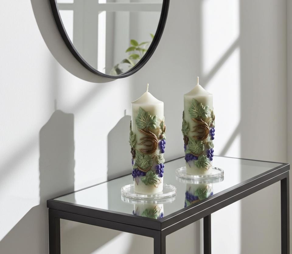 La Dolce Vita Candles in Il Vino Rosso, 3D Crowned Grapevine Moldings, 2pc set!