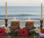 3D Flamingo Candle Set, Fairy Pink & Spring Green, Tropical Decor