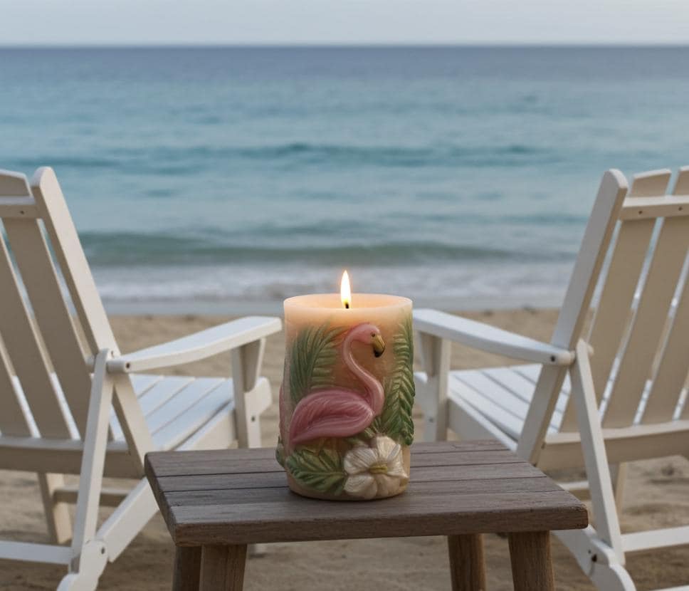 3D Flamingo Candle Set, Fairy Pink & Spring Green, Tropical Decor