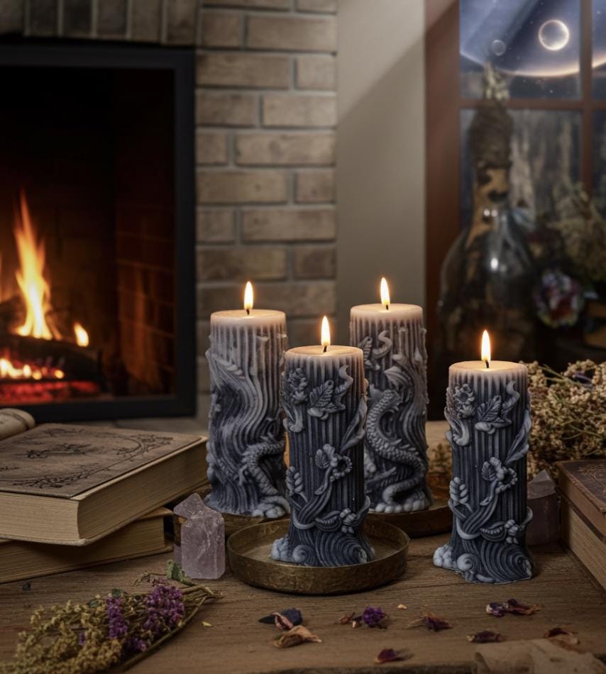 Dark In Rome Candles, 3D Crown Frosted Moldings, 3 pc set!