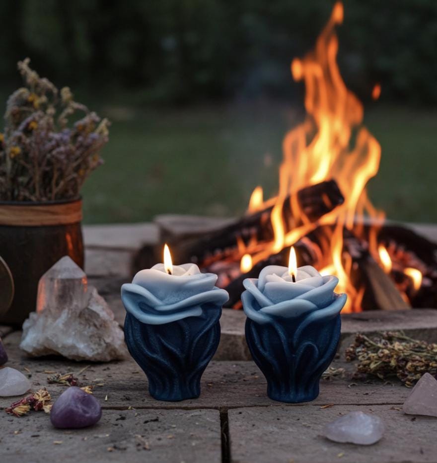 Black Rose Candles, 3D Crown Frosted Petal Tips, 2pc set!