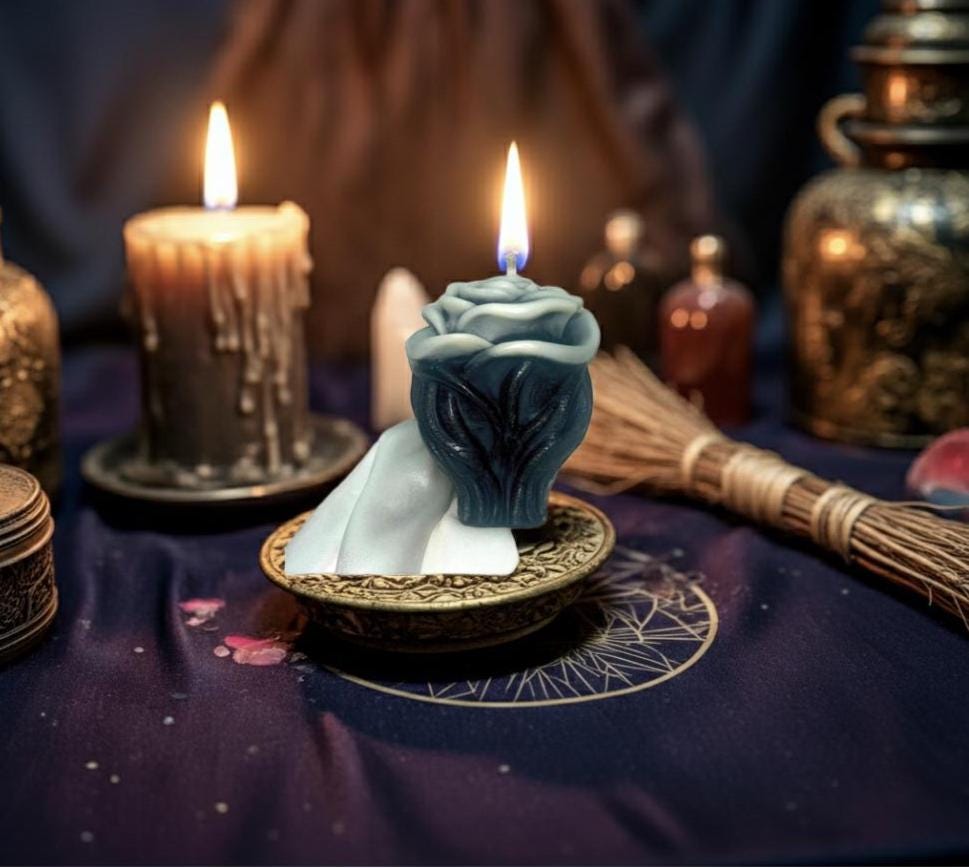 Black Rose Candles, 3D Crown Frosted Petal Tips, 2pc set!