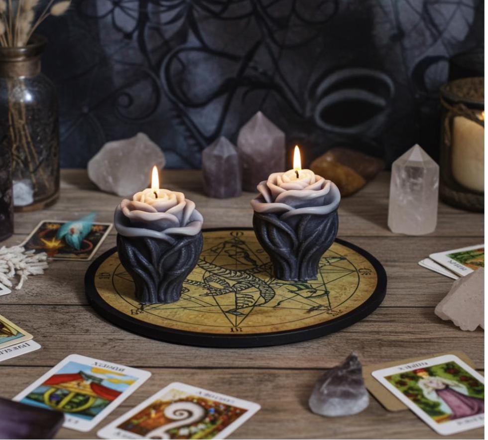 Black Rose Candles, 3D Crown Frosted Petal Tips, 2pc set!