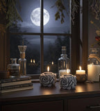 Chubby Black Rose Candles, 3D Crown Frosted Petal Tips, 2pc set!