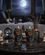 Skull Reptile Wrapped Candles, 3D Copper Red Roses (2pc Set)