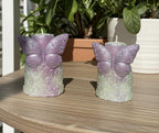 Whimsical Butterfly Candles, 3D Frosted Moldings, 2pc set!