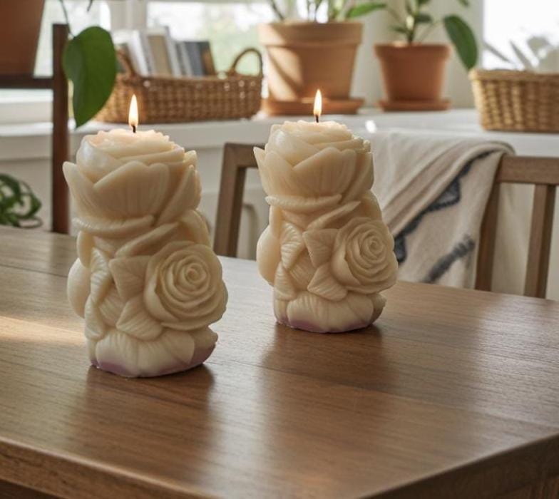 Roses Upon Roses Candles, 2pc set!
