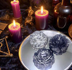 Rustic Black 3D Frosted Petal Tipped Peony Candles, The Dark Wanderers, 3 pc set!