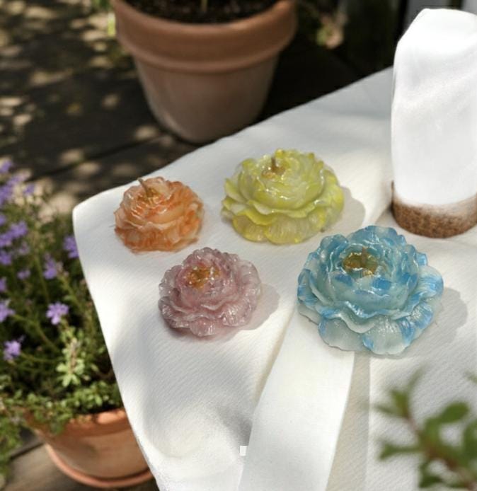 Prosperous Peonies, 3D Frosted Petal Tips, 4 pc set!