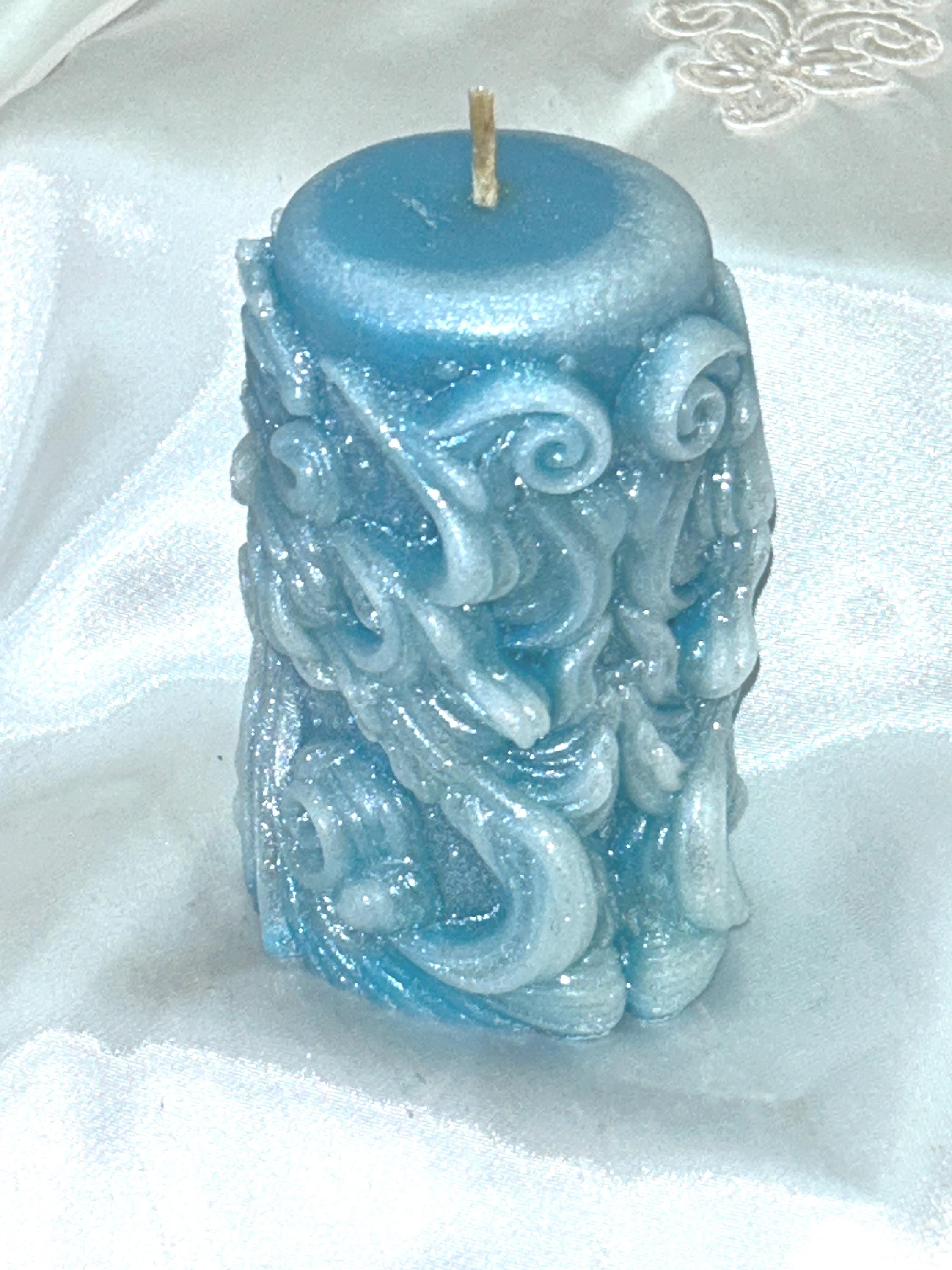 Whimsical Swirls Candles, 3D Crown Frosted Moldings, 2pc set!