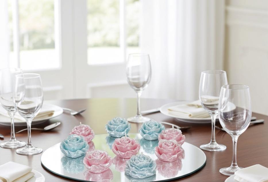 Floral Tea Lights, 3D Frosted in Whimsical White, 12 pc set!