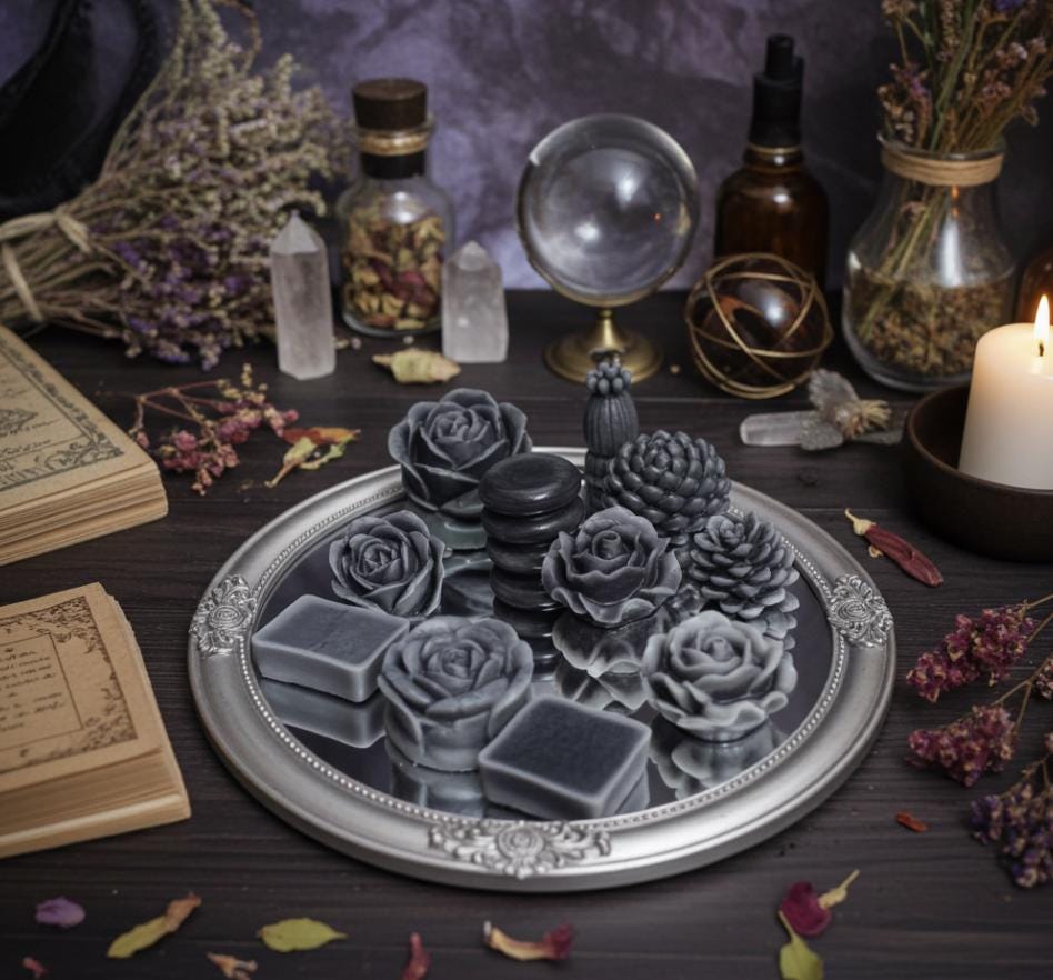 Dark Floral 3D Frosted Wax Tarts, Eucalyptus Scented, 13 pc set!