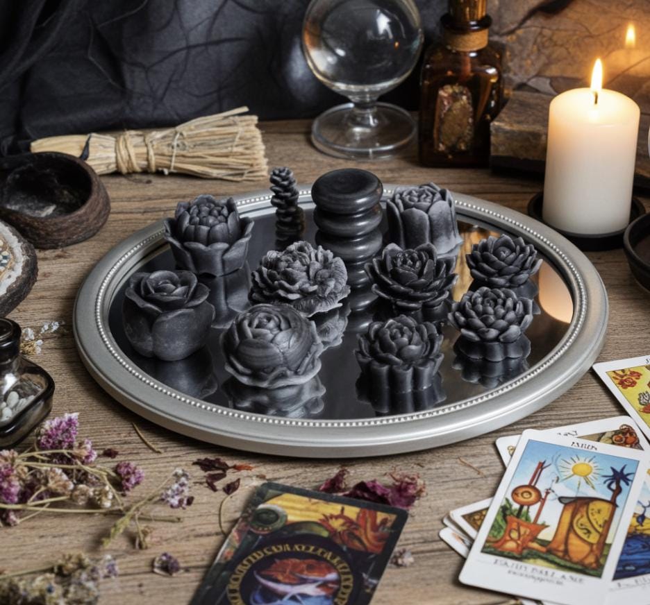 Dark Floral 3D Frosted Wax Tarts, Eucalyptus Scented, 13 pc set!