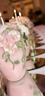 Fairy Pink 3D Crown Molded Floral Wedding Candles, Vows of Honor, 2pc set!