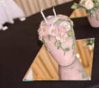 Fairy Pink 3D Crown Molded Floral Wedding Candles, Vows of Honor, 2pc set!