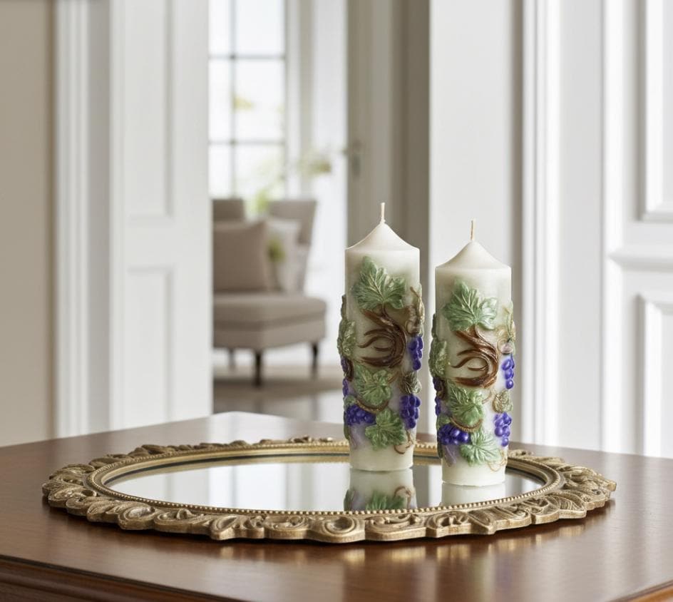 La Dolce Vita Candles in Il Vino Rosso, 3D Crowned Grapevine Moldings, 2pc set!