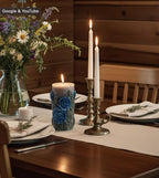 3D Floral Peaking Meadow Candle Set, Spring Green Leaves