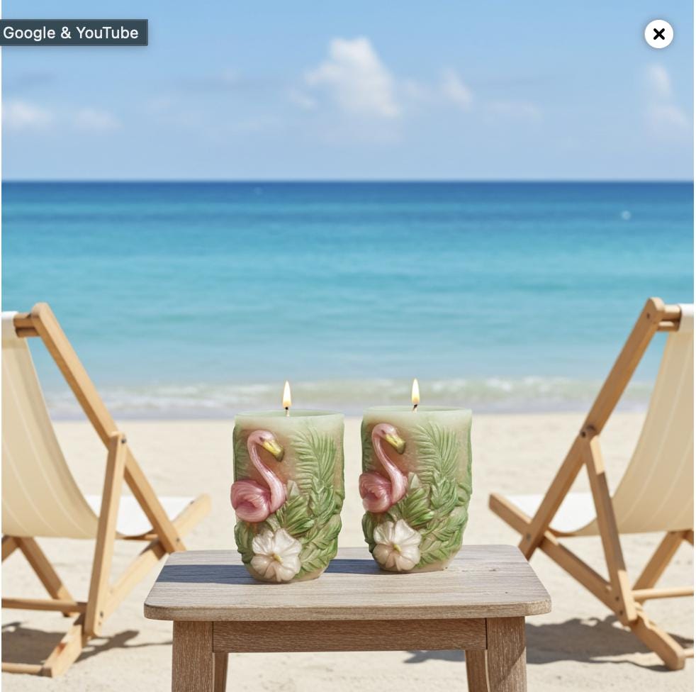 3D Flamingo Candle Set, Fairy Pink & Spring Green, Tropical Decor