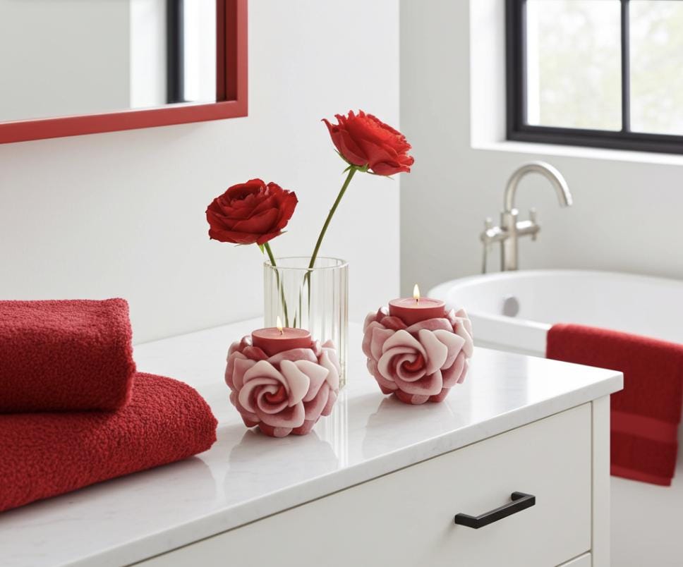 Chubby Roses Are Red Candles, 3D Crown Frosted Petal Tips, 2pc set!
