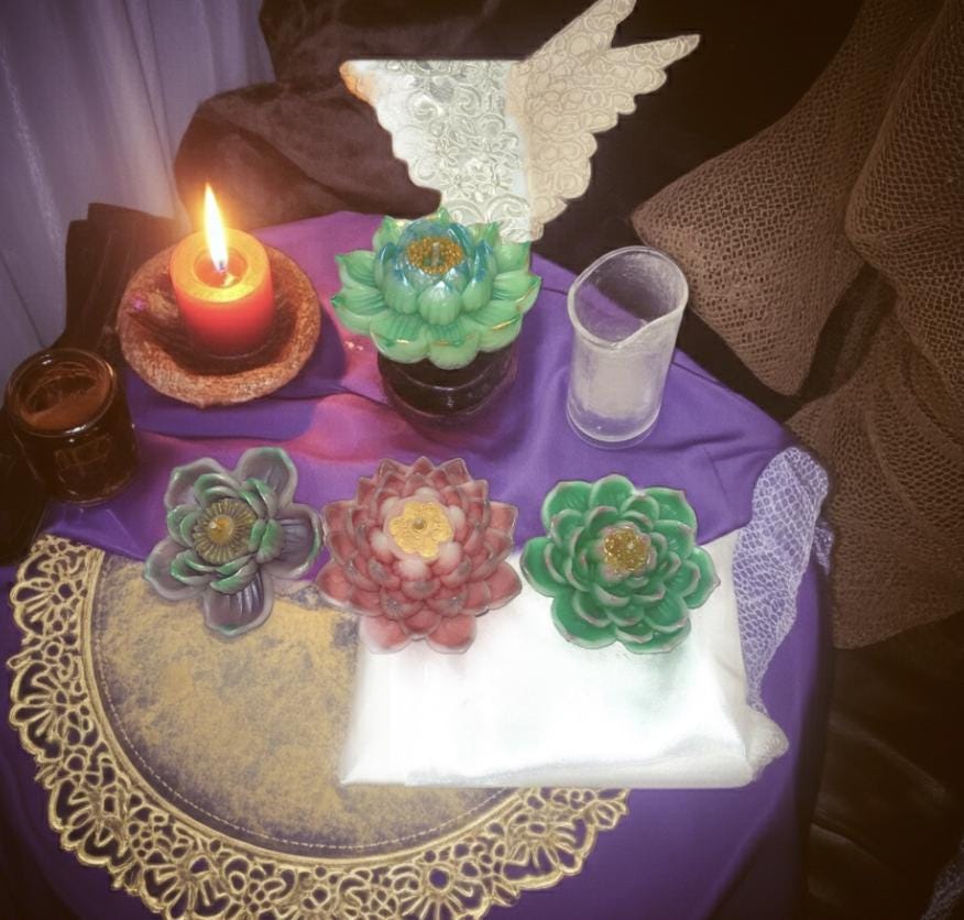 Lost In Lotus Candles, 3D Frosted Petal Tips, 4 pc set!